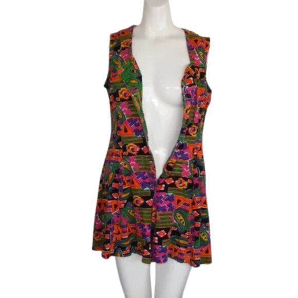 DASHERS Romper, M, Bold Print, Multicolor, VINTAGE, Shorts Sleeveless Geometric - Picture 9 of 15